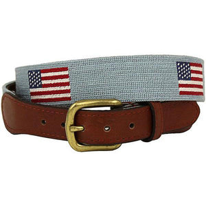 American Flag Needlepoint Belt in Antique Blue by Smathers & Branson