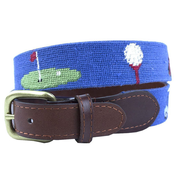 Golfer s Life Needlepoint Belt in Blue Tide and Peak Outfitters