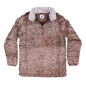 Nordic Fleece Quarter Zip Sherpa Pullover in Brown with Gray
