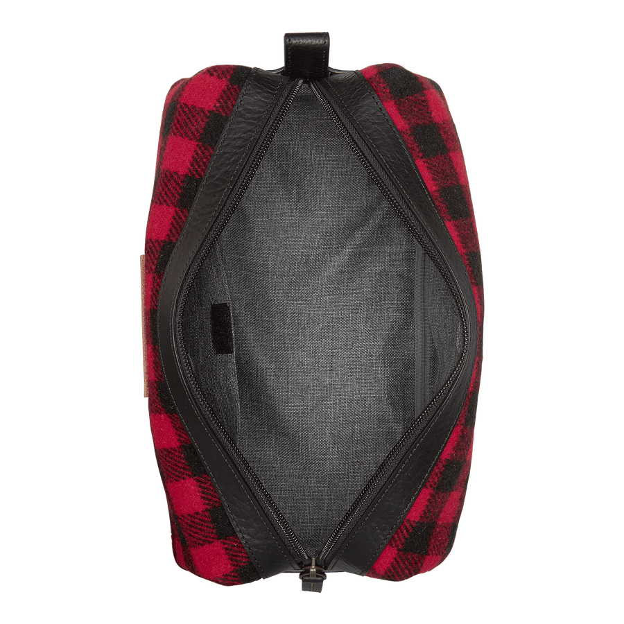 Jackson Toiletry Kit in Red and Black Italian Wool