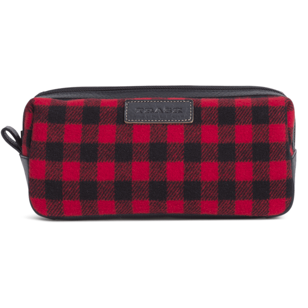 Jackson Toiletry Kit in Red and Black Italian Wool