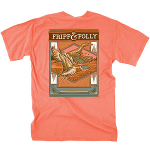 Two Ducks Tee in Neon Red Orange by Fripp & Folly 
