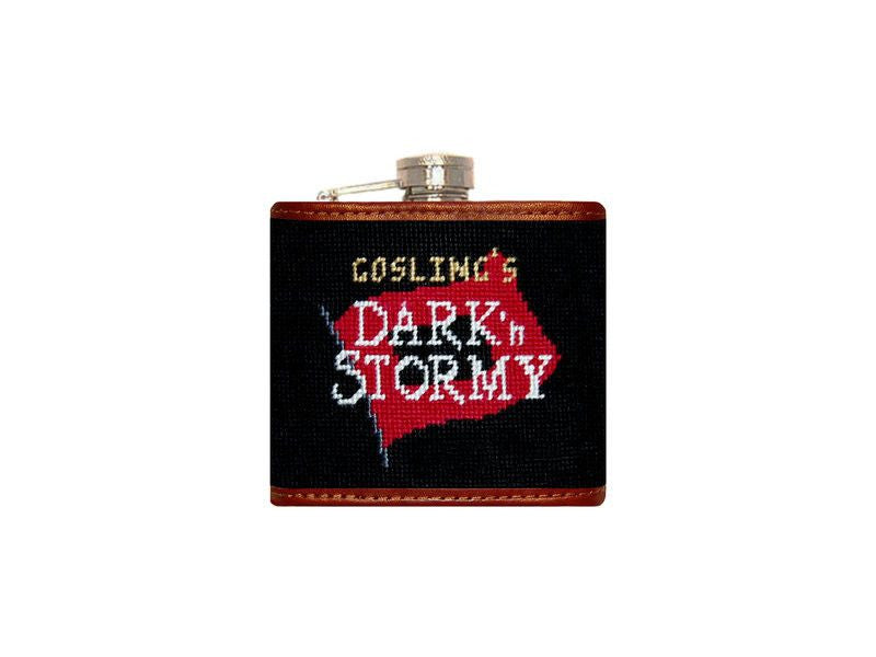 Goslings Needlepoint Flask in Black   