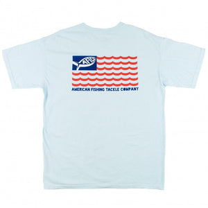 AFTCO American Flag Tee Shirt in Vintage Chambray 