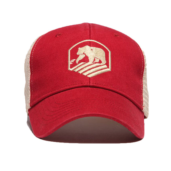 Bear Crest Activewear Trucker Hat in Red   - 1