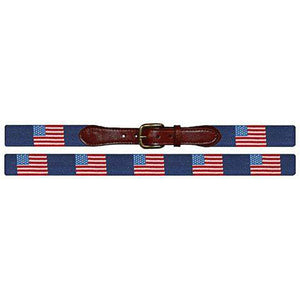 American Flag Needlepoint Belt in Navy by Smathers & Branson