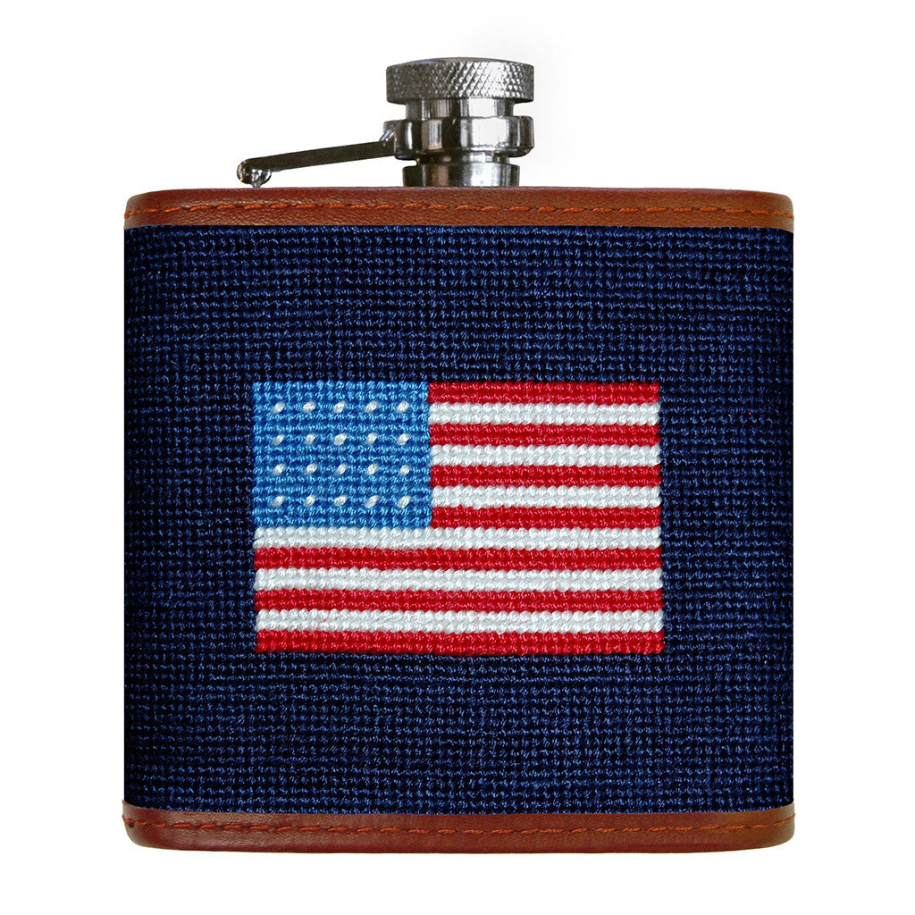 American Flag Needlepoint Flask