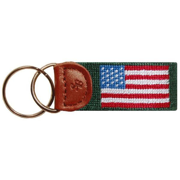 American Flag Needlepoint Key Fob
