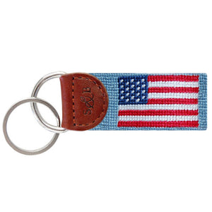 American Flag Needlepoint Key Fob