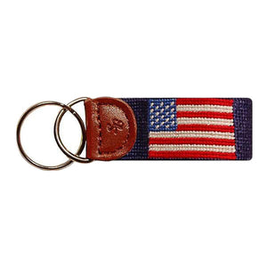 American Flag Needlepoint Key Fob