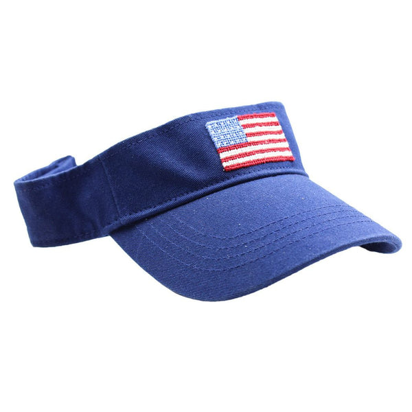 American Flag Needlepoint Visor in Navy   