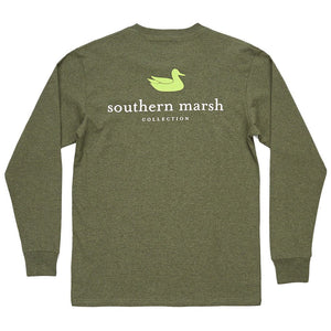 Authentic Long Sleeve Tee in Washed Dark Green by Southern Marsh  - 1