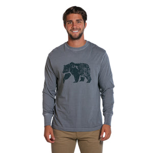 Bear Logo Long Sleeve Tee in Grey   - 1