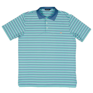 Bermuda Performance Golf Polo in Teal and Slate Stripes by Southern Marsh  - 2