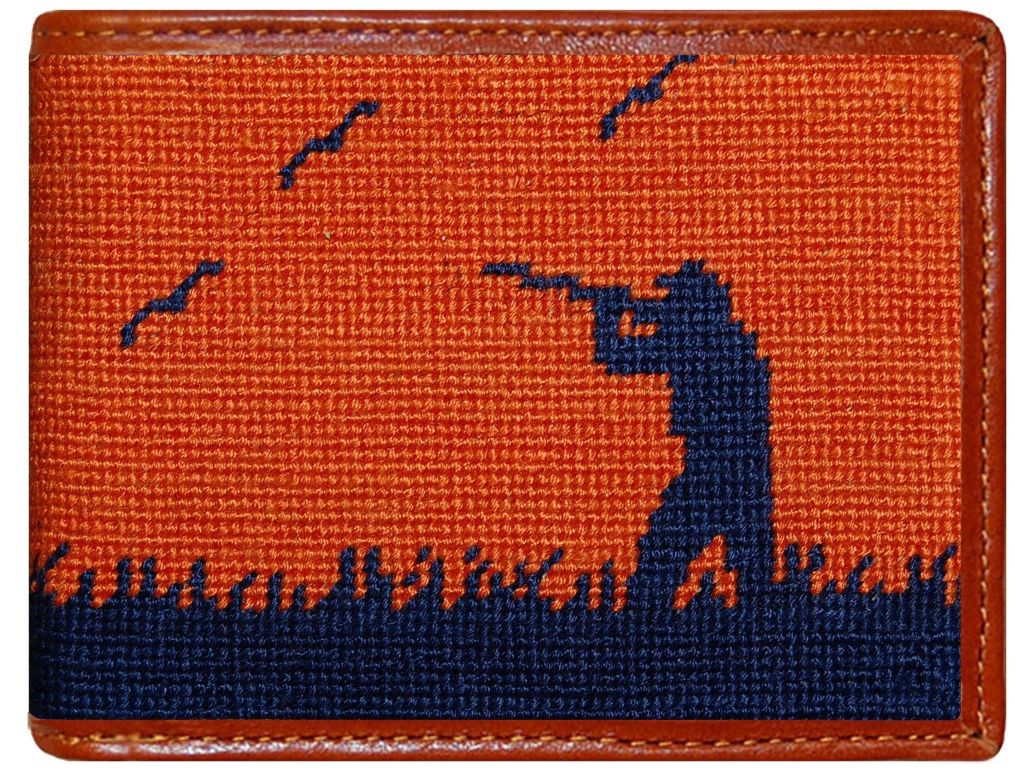 Bird Hunter Needlepoint Wallet in Orange   