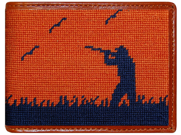 Bird Hunter Needlepoint Wallet in Orange   