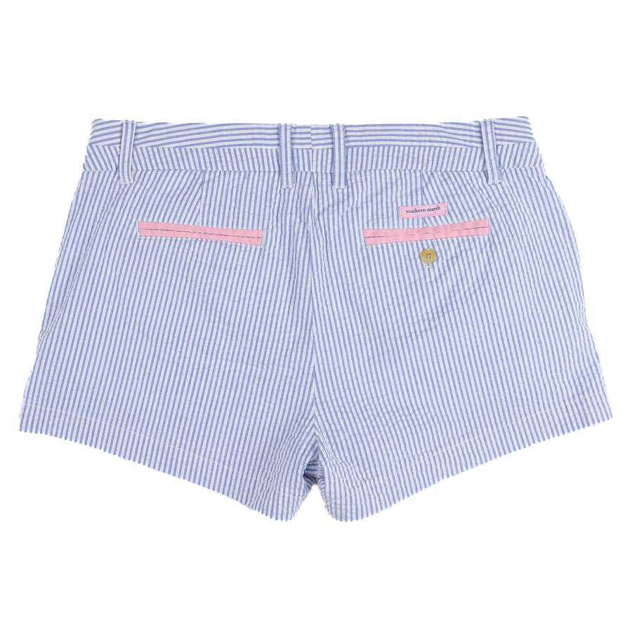 The Brighton Seersucker Chino Short in Blue Stripe by Southern Marsh  - 1