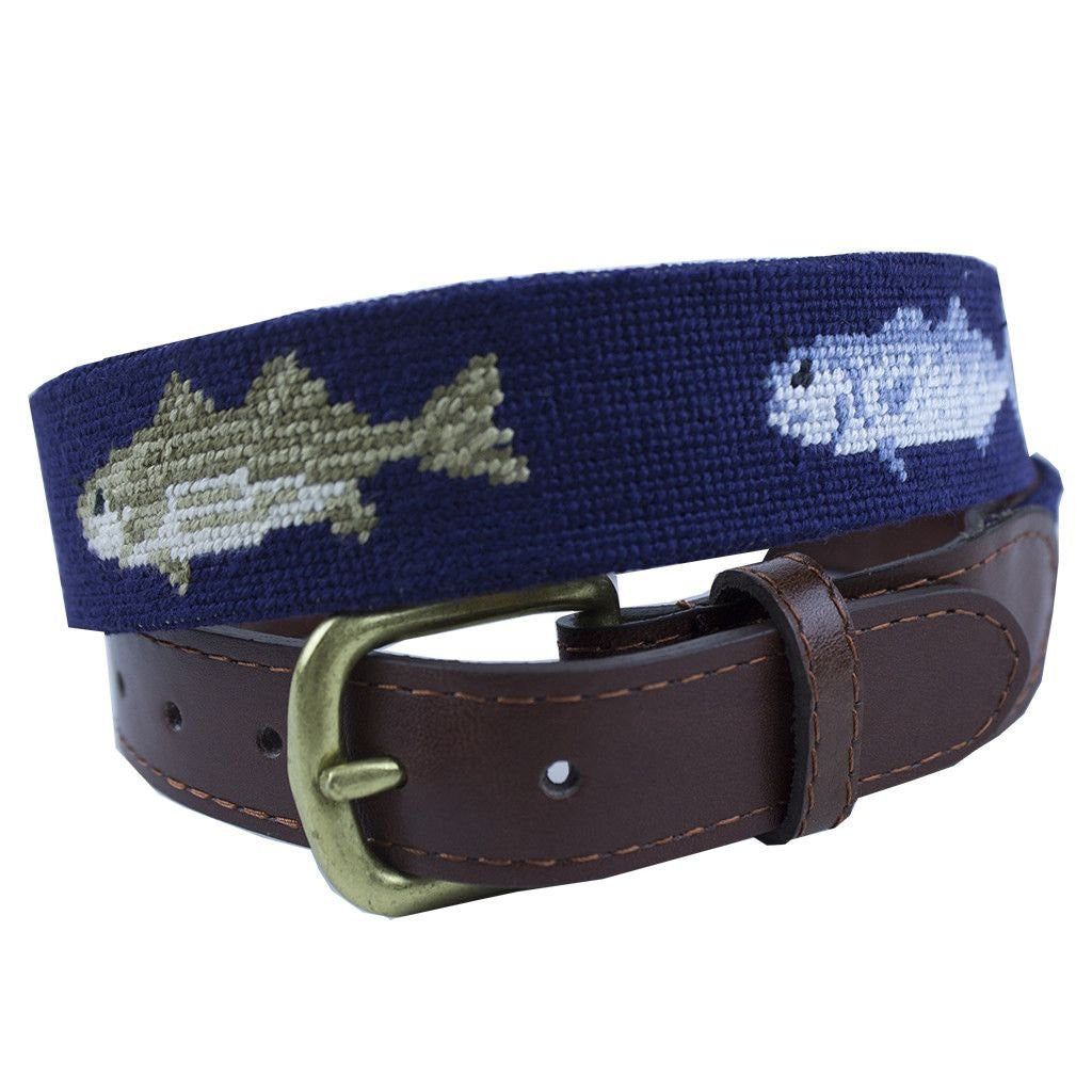 Bluefish and Striper Needlepoint Belt