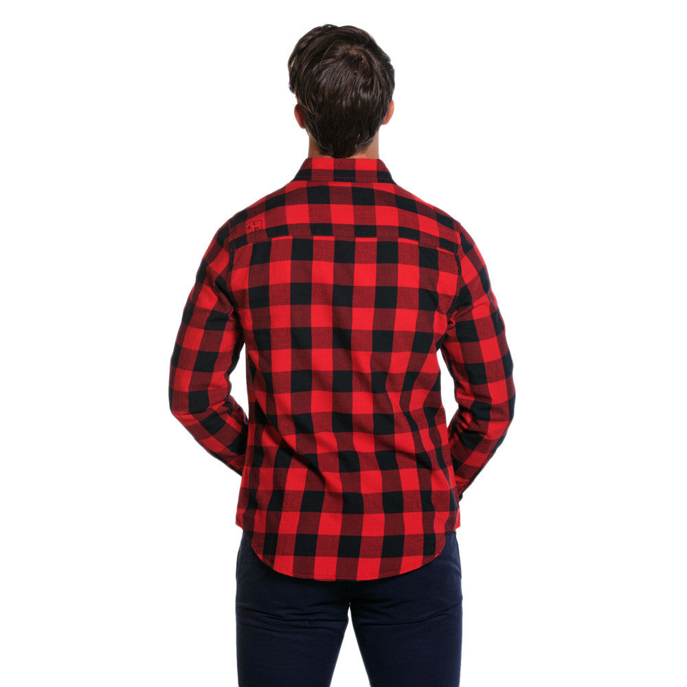 Brushed Buffalo Button Down Shirt in Red & Black   - 3