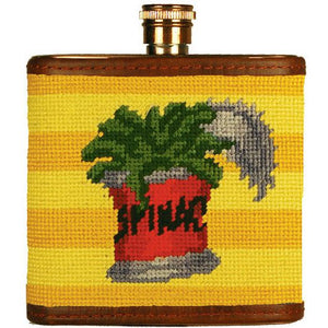 Can of Spinach Needlepoint Flask in Yellow by Parlour 