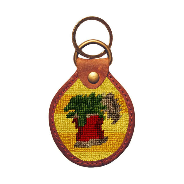 Can of Spinach Needlepoint Key Fob in Yellow by Parlour