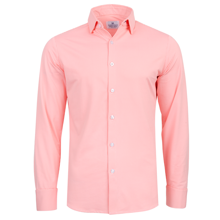 The "Captiva" Button Down in Bright Coral Gingham by Mizzen + Main  