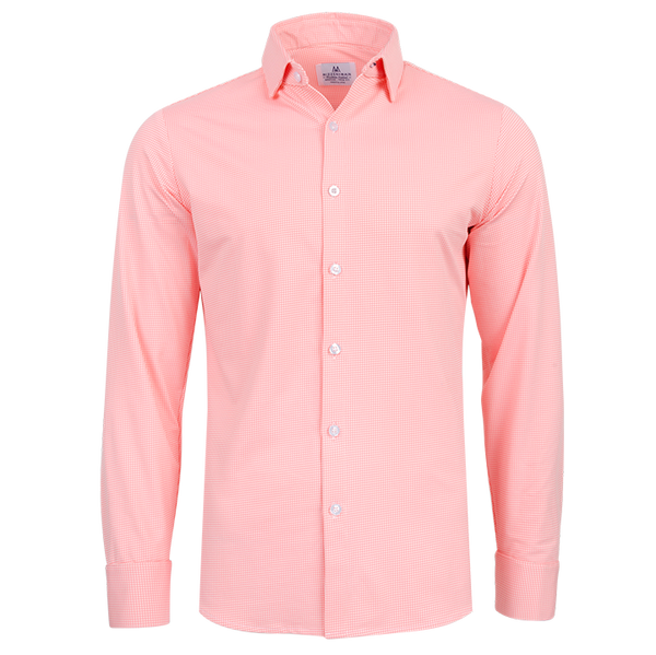 The "Captiva" Button Down in Bright Coral Gingham by Mizzen + Main  