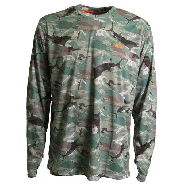 Caster Long Sleeve Sun Shirt in Green Camo