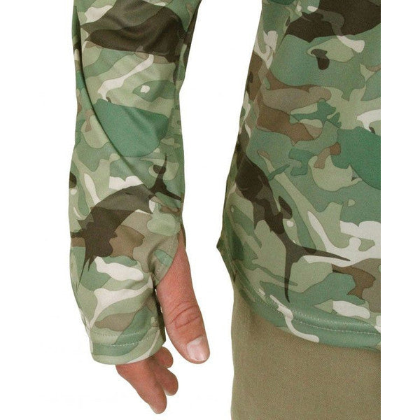 Caster Long Sleeve Sun Shirt in Green Camo