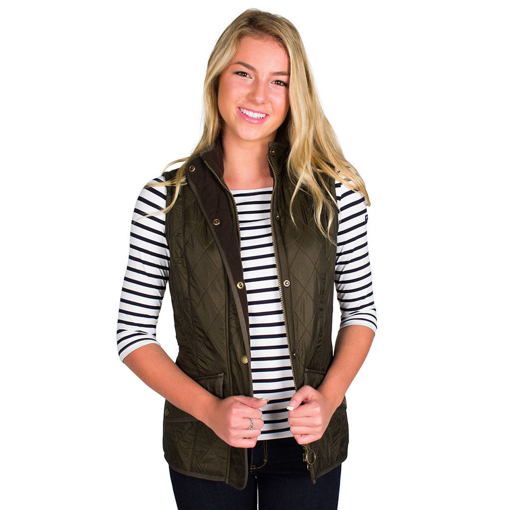 Cavalry Quilted Gilet in Olive Green