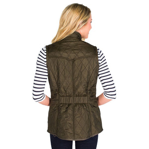 Cavalry Quilted Gilet in Olive Green
