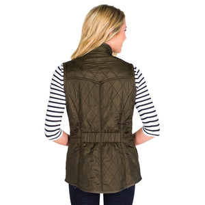 Cavalry Quilted Gilet in Olive Green
