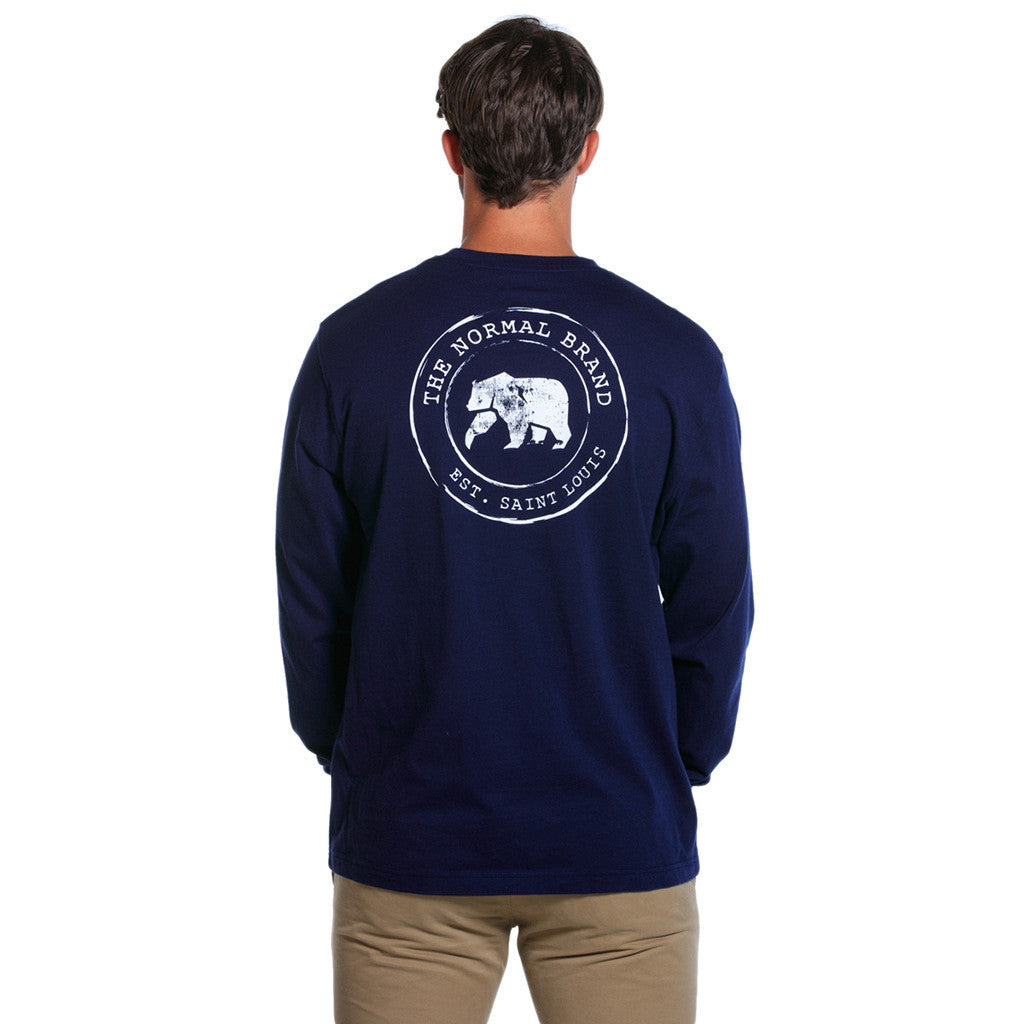 Circle Back Logo Long Sleeve Tee in Navy   - 2