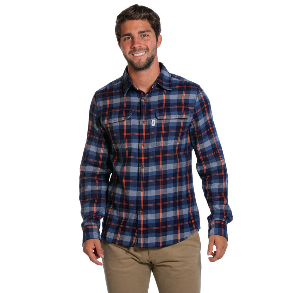 Conrad Button Down Shirt in Navy & Orange   - 1