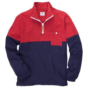 Dock Pullover in Madras Red and Navy