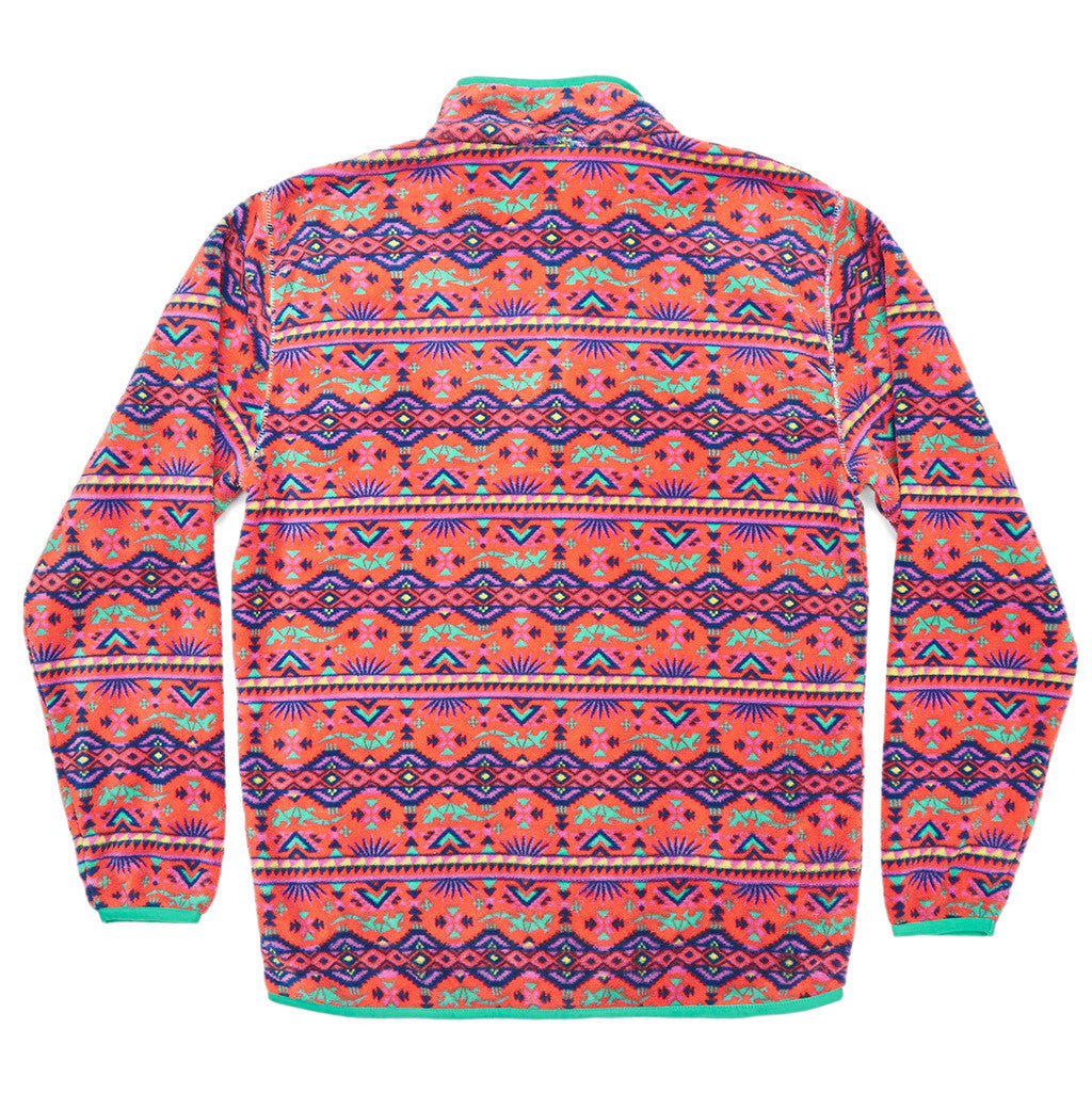 Dorado Fleece Pullover in Coral and Teal   - 3