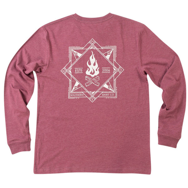 Elemental Compass Long Sleeve Tee Shirt in Oxen Red by The Southern Shirt Co.  - 1