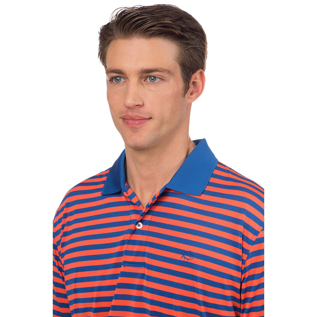 Fairway Stripe Performance Polo in Blue Cove   - 3