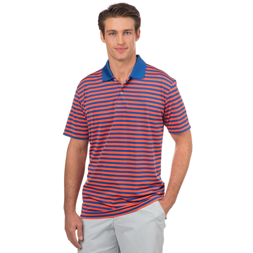 Fairway Stripe Performance Polo in Blue Cove   - 1