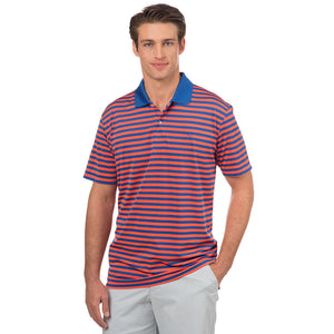 Fairway Stripe Performance Polo in Blue Cove   - 1