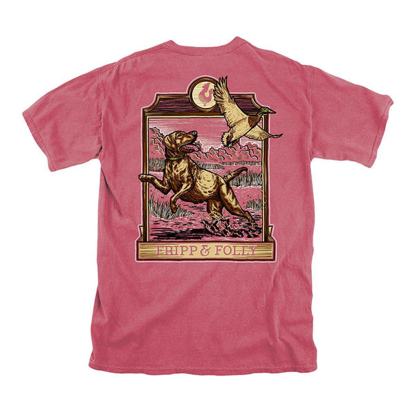 Fripp & Folly Dog Jumping For Duck Tee in Crimson