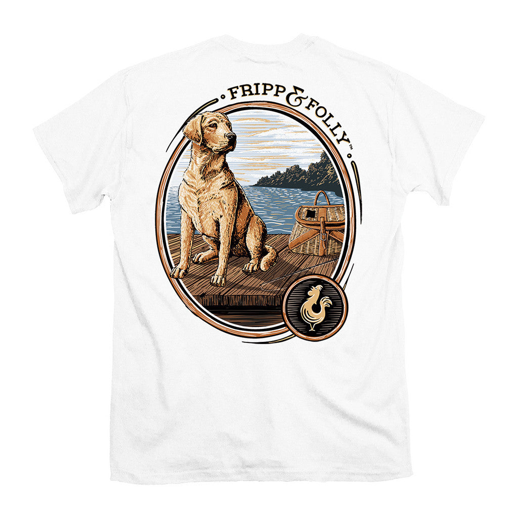 Fripp & Folly Dog on a Dock Tee in White