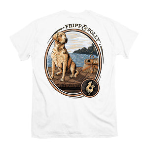 Fripp & Folly Dog on a Dock Tee in White