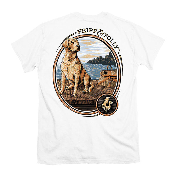 Fripp & Folly Dog on a Dock Tee in White