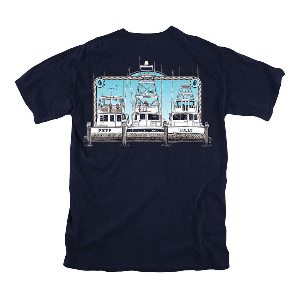 Fripp & Folly Fishing Boats Tee in Navy