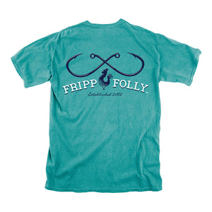 Fripp & Folly Fishing Hooks Logo Tee in Seafoam