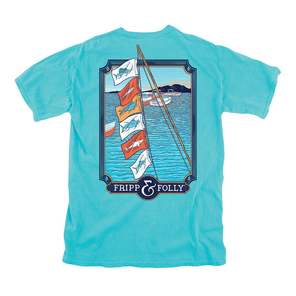 Game Release Flags Tee in Lagoon Blue by Fripp & Folly