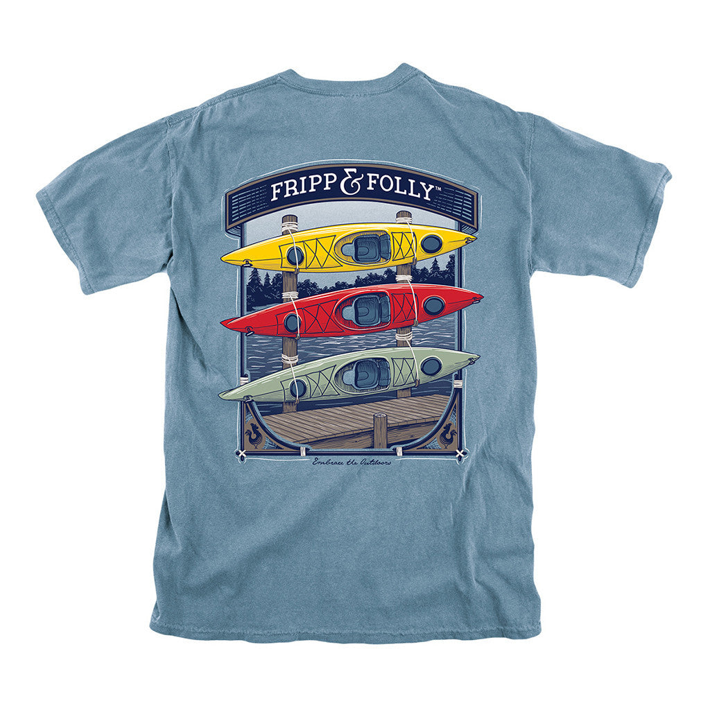 Fripp & Folly Three Kayaks Tee in Ice Blue
