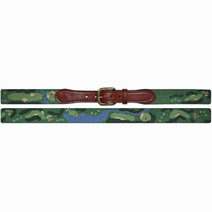 Front Nine Needlepoint Belt in Green by Smathers & Branson