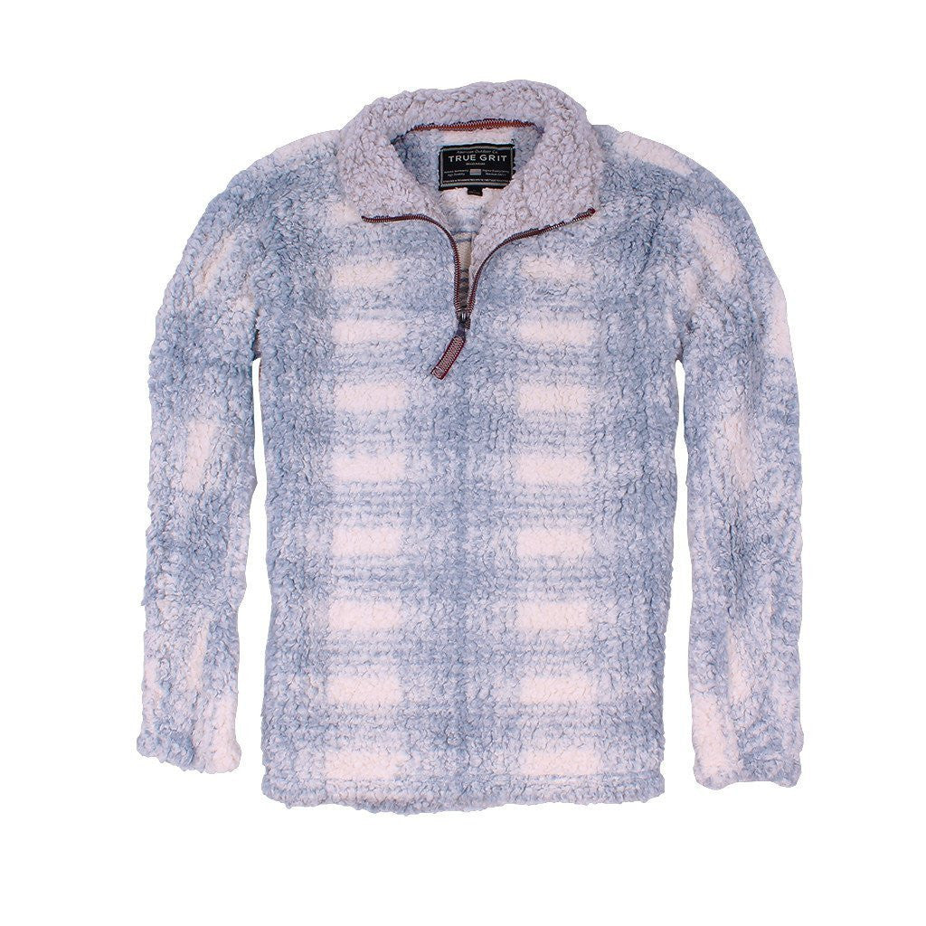 Frosty Tipped Big Plaid Pile 1/4 Zip Pullover
